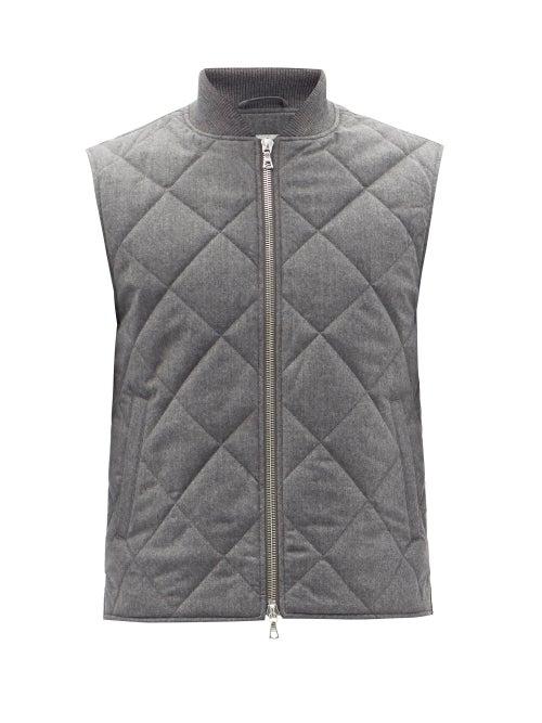 Mens Rtw Officine Gnrale - Dave Quilted Wool-blend Flannel Gilet - Mens - Grey