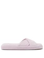Ladies Shoes Skin - Kyoto Crossover-strap Organic-cotton Terry Slides - Womens - Pink