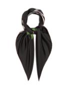 Matchesfashion.com Valentino - Rose Print Silk Scarf - Womens - Black