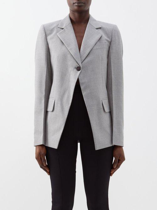 Victoria Beckham - Open Front Single-breasted Wool Jacket - Womens - Grey