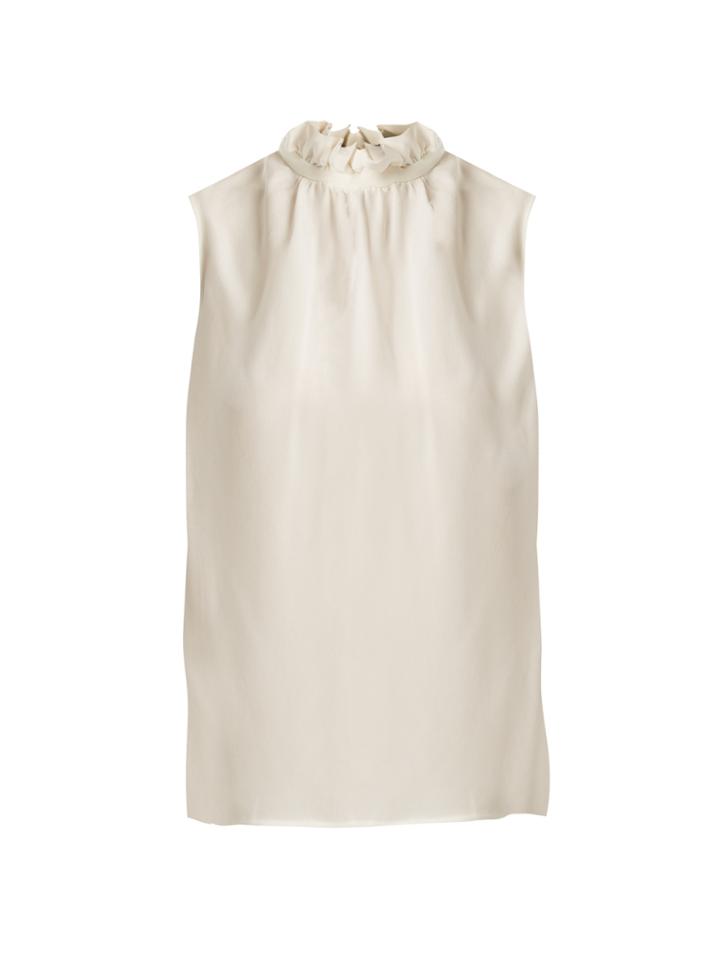 Goat Fenella Ruffled-neck Sleeveless Silk Top