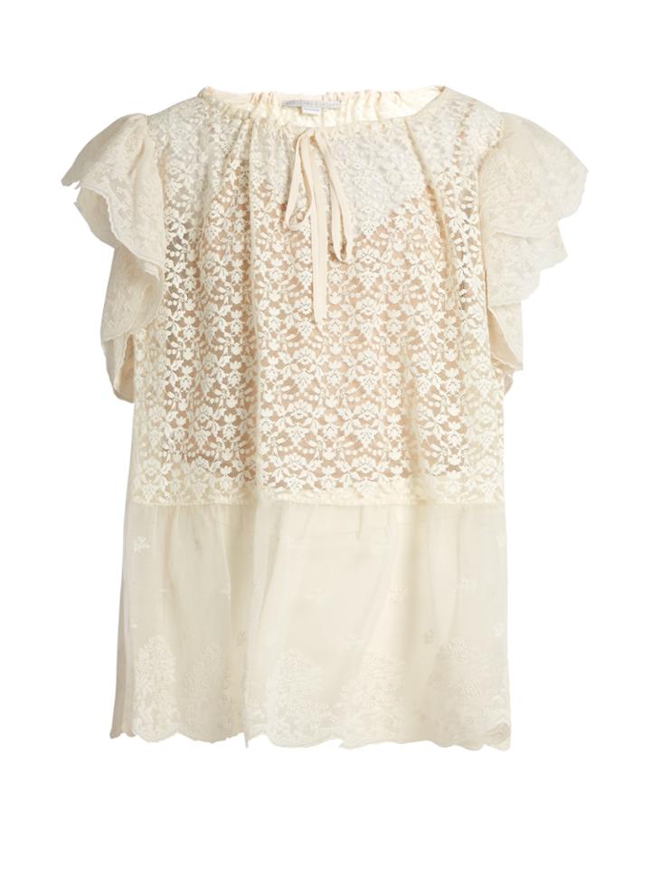 Stella Mccartney Drawstring-neck Floral-lace Top