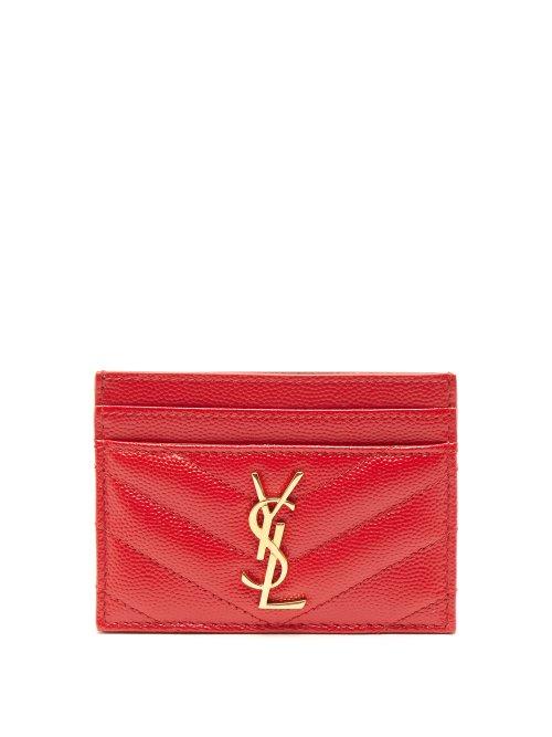 Matchesfashion.com Saint Laurent - Monogram Quilted Leather Cardholder - Womens - Red