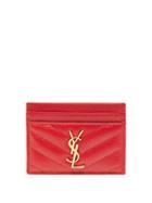 Matchesfashion.com Saint Laurent - Monogram Quilted Leather Cardholder - Womens - Red