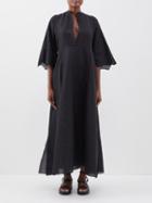 Thierry Colson - Rachel Scalloped Cotton-blend Kaftan Dress - Womens - Black