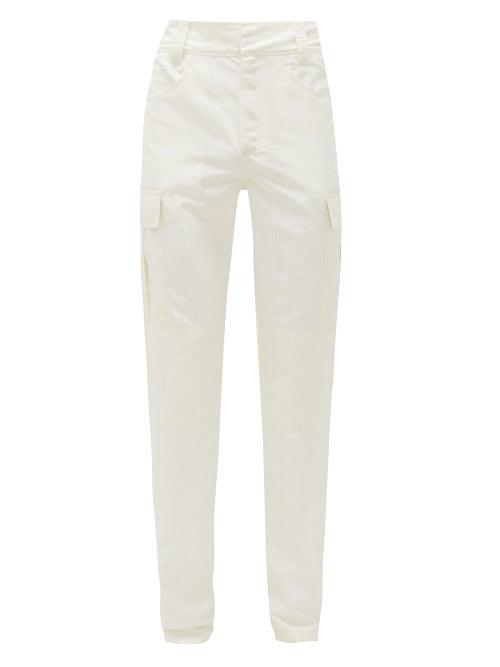Matchesfashion.com Marine Serre - Slim-leg Faille Cargo Trousers - Mens - White