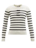 Ladies Rtw Redvalentino - Striped Cable-knit Wool Sweater - Womens - Ivory