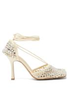 Bottega Veneta - Sparkle Stretch Leather And Mesh Pumps - Womens - White