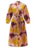 Ladies Beachwear Zimmermann - Shelly Belted Abstract-print Twill Shirt Dress - Womens - Pink Multi