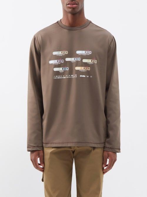 Affxwrks - Spirit-print Cotton-jersey Long-sleeved T-shirt - Mens - Brown