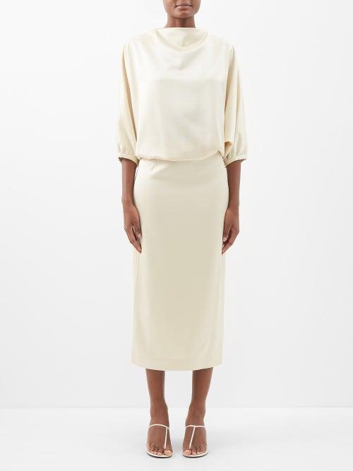 Toteme - Draped Satin Dress - Womens - Ivory