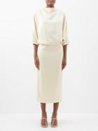 Toteme - Draped Satin Dress - Womens - Ivory