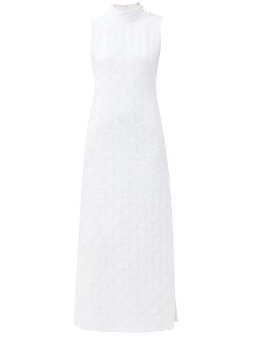 Matchesfashion.com Gioia Bini - Tilla High-neck Jacquard Dress - Womens - White
