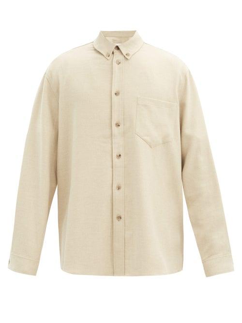 Matchesfashion.com Nanushka - Dome Button-down Collar Twill Shirt - Mens - Beige