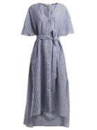 Palmer/harding Striped Tie-waist Linen Dress