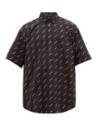 Matchesfashion.com Balenciaga - Logo Print Poplin Shirt - Mens - Black White