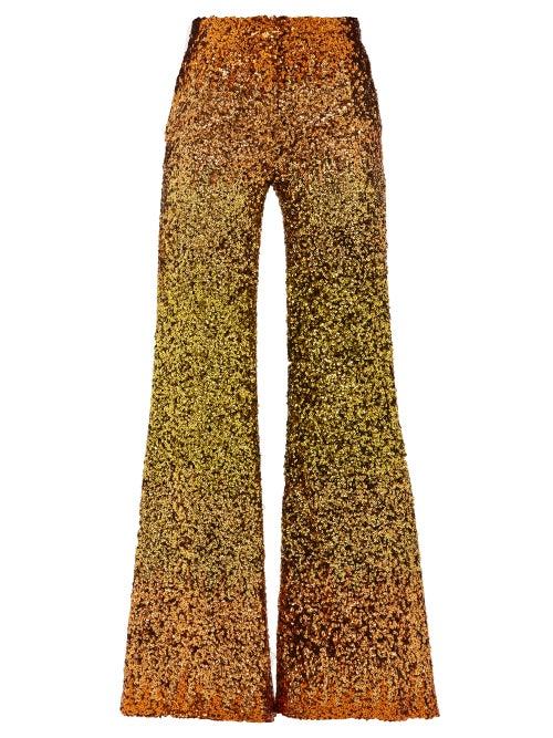 Matchesfashion.com Halpern - Ombr Sequinned Wide Leg Trousers - Womens - Gold Multi