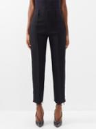 Bottega Veneta - Buttoned-cuff Pintucked Slim-leg Trousers - Womens - Black