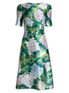 Dolce & Gabbana Ortensia-print A-line Shantung Dress