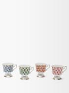 La Doublej - Set Of Four Cubi-print Porcelain Espresso Cups - Womens - Multi