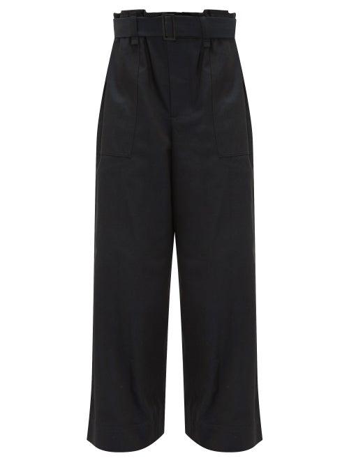 Matchesfashion.com Issey Miyake - Flared-leg Cotton-blend Trousers - Womens - Black Navy