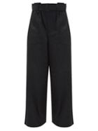 Matchesfashion.com Issey Miyake - Flared-leg Cotton-blend Trousers - Womens - Black Navy