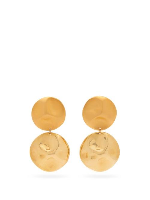 Matchesfashion.com Vanda Jacintho - Hammered Gold-plated Drop Earrings - Womens - Gold