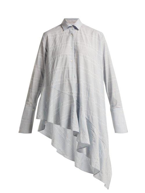 Matchesfashion.com Palmer//harding - Spicy Checked Asymmetric Shirt - Womens - Blue
