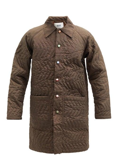 Matchesfashion.com Bode - Wave-quilted Shell Rain Coat - Mens - Brown