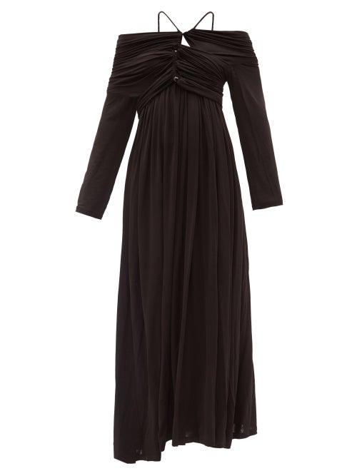 Palmer/harding Palmer//harding - Ruched Off-the-shoulder Midi Dress - Womens - Black