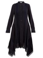 Chloé Stand-collar Lace-embellished Silk Shirtdress