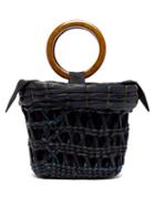 Matchesfashion.com Sensi Studio - Bamboo Handle Straw Basket Tote Bag - Womens - Black Multi