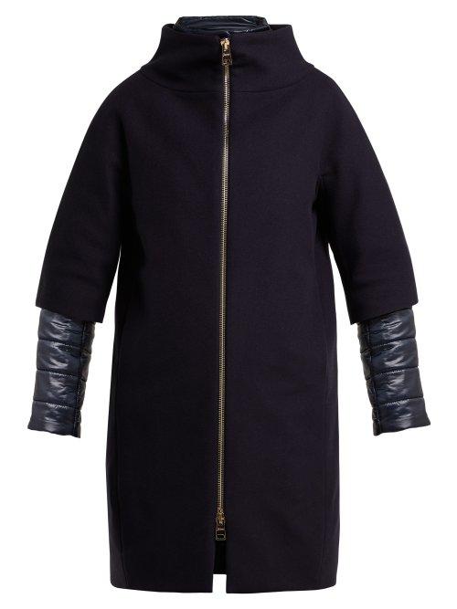 Matchesfashion.com Herno - Single Breasted Wool Blend Coat - Womens - Navy