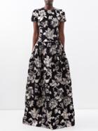 Erdem - Floral-jacquard Maxi Dress - Womens - Black Silver