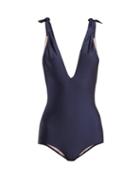 Matchesfashion.com Adriana Degreas - Riviera V Neck Swimsuit - Womens - Navy