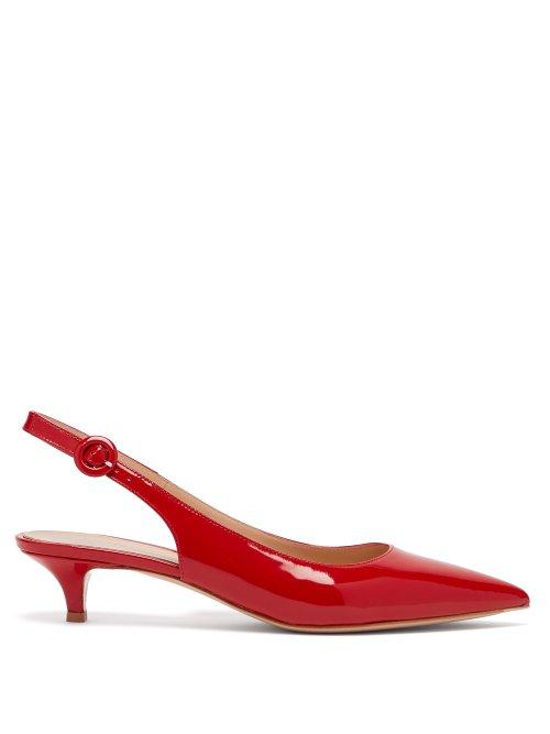 Matchesfashion.com Gianvito Rossi - Vernice Patent Leather Slingback Pumps - Womens - Red