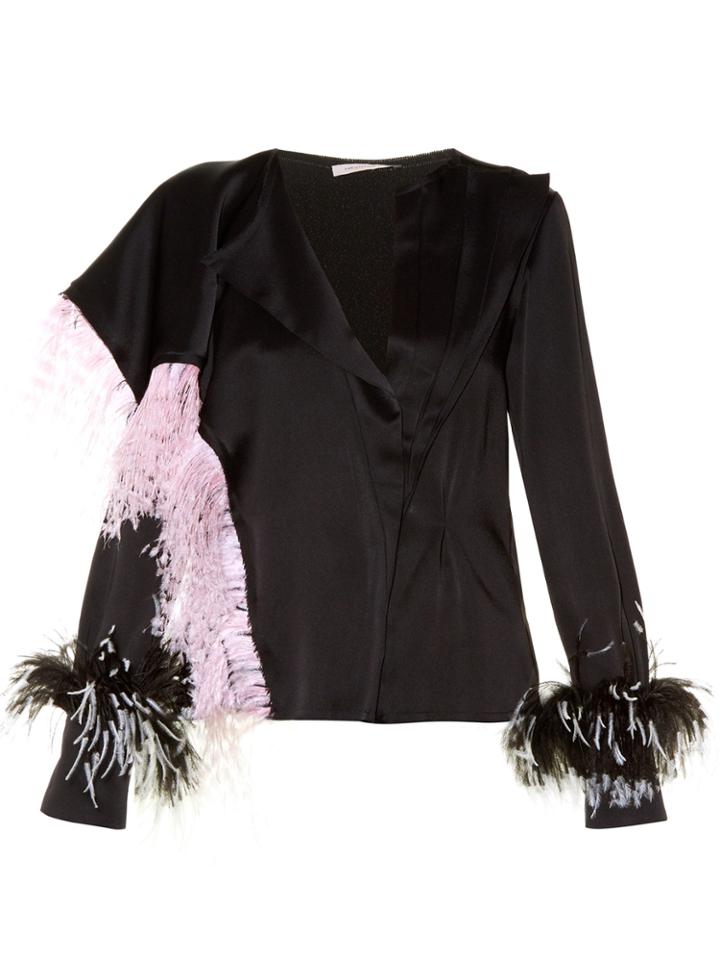 Christopher Kane Feather-embellished Satin Blouse