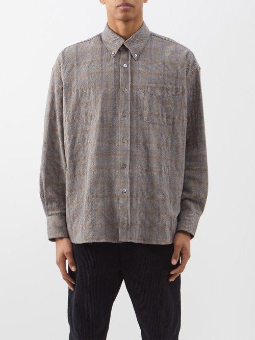 Our Legacy - Borrowed Check Cotton-blend Shirt - Mens - Grey Black