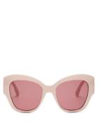Matchesfashion.com Gucci - Gg-logo Quilted Cat-eye Acetate Sunglasses - Womens - Light Pink