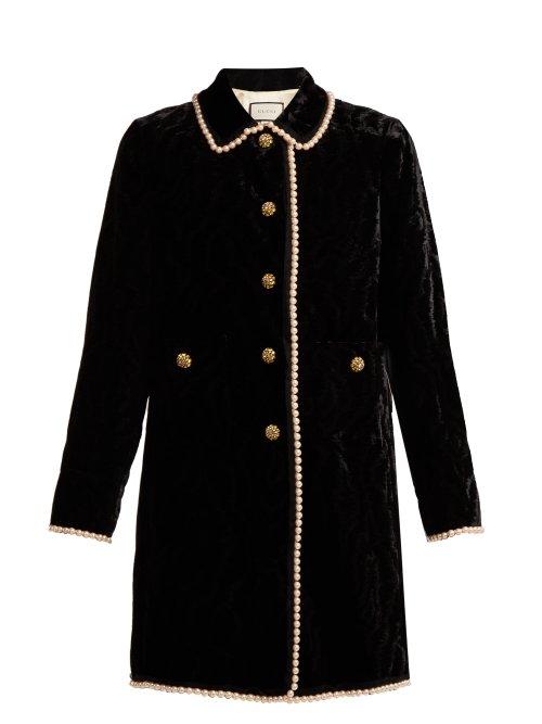 Matchesfashion.com Gucci - Faux Pearl And Crystal Embellished Velvet Jacket - Womens - Black