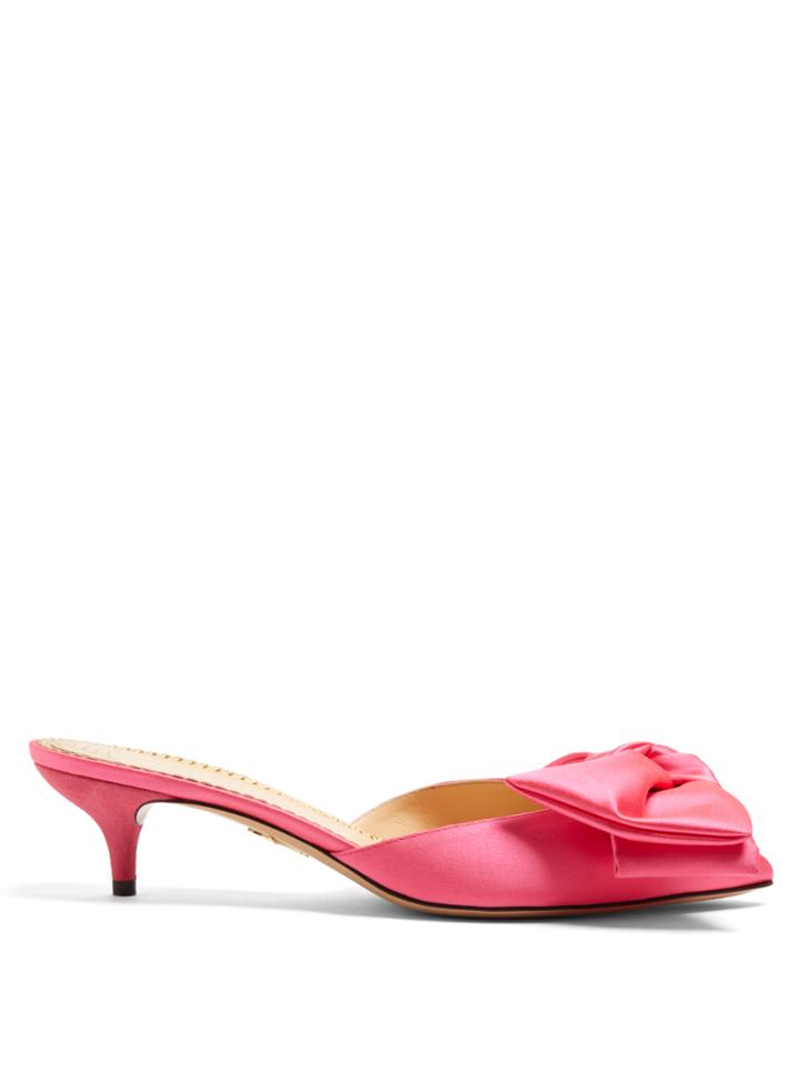 Charlotte Olympia Sophie Bow-embellished Satin Mules