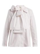 Matchesfashion.com Maison Rabih Kayrouz - Striped Cotton Poplin Shirt - Womens - White Multi