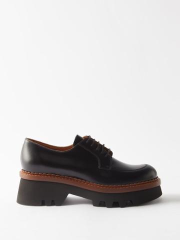 Chlo - Owena 25 Chunky Leather Derby Shoes - Womens - Black