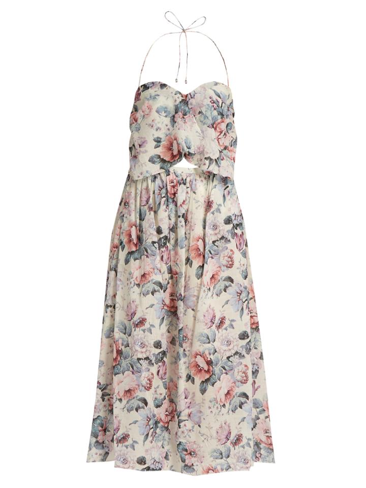 Zimmermann Jasper Floral-print Halterneck Cotton Dress