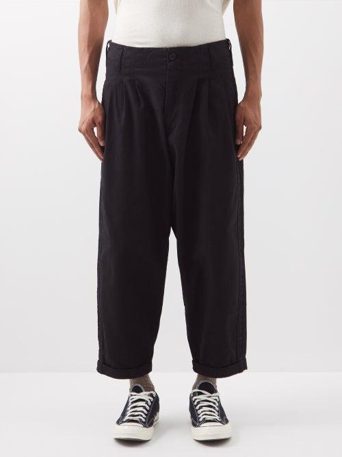 Ymc - Creole Pleated Cotton-twill Peg Trousers - Mens - Black
