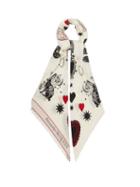 Alexander Mcqueen - Mystic-print Silk And Wool-twill Scarf - Womens - White Black