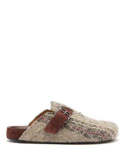 Matchesfashion.com Isabel Marant - Mirvin Backless Tweed Clogs - Womens - Beige Multi