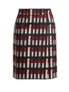 Matchesfashion.com Prada - Lipstick Print Midi Skirt - Womens - Black Print