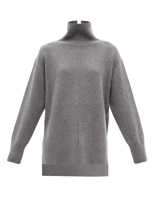Joseph - Roll-neck Dropped-shoulder Wool Sweater - Womens - Dark Grey