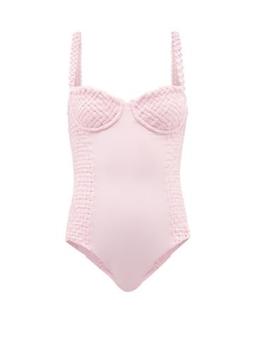 Isa Boulder - Fullweave Woven Underwired Swimsuit - Womens - Light Pink